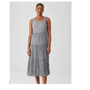 Eileen Fisher Crushed Silk Dress, Steel Gray S/P- Washable Silk- Offers Welcome